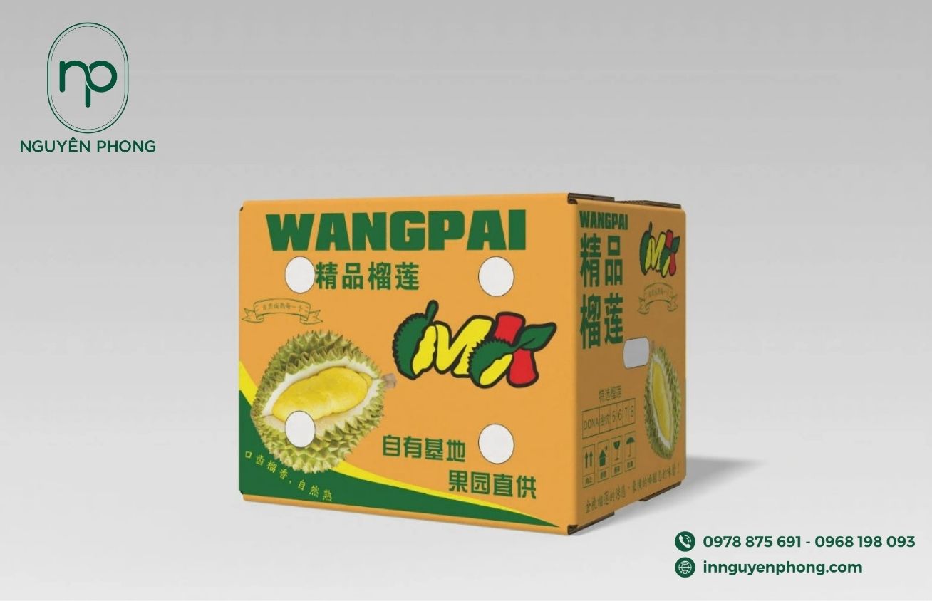 In thùng carton đựng sầu riêng tại TP.HCM in tên thương hiệu